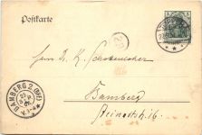 Ganzsache gelaufen in Topper 1907