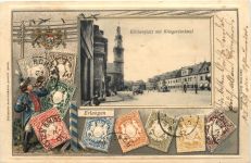 Erlangen - Kirchenplatz - Briefmarken - Prägekarte Litho