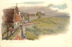 Rothenburg - Stadtmauerparthie - Litho