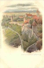 Rothenburg - Stadtmauerparthie - Litho
