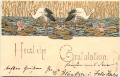 Geburt - Storch - Prägekarte