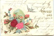 Gruss aus - Blumen - Prägekarte