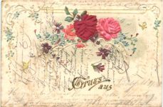 Gruss aus - Blumen - Prägekarte