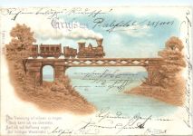 Gruss aus - Prägekarte Eisenbahn