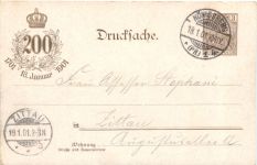 Königsberg - 200jährige Bestehen von Preussen - Privatganzsache - Litho
