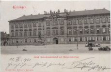 Erlangen Schloß (Universitätsbibliothek) und Margrfendenkmal,