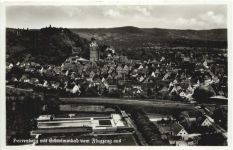 Herrenberg mit Schwimmbad vom Flugzeug aus