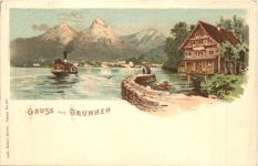 Gruss aus Brunnen - Litho
