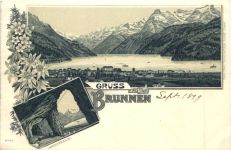 Gruss aus Brunnen - Litho