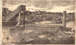 Grodno - Die zerstörtre Bahnbrücke - Feldpost