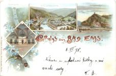 Gruss aus Bad Ems - Litho