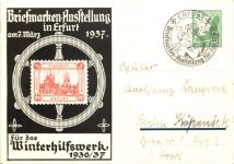 Erfurt - Briefmarken Ausstellung 1937 - WHW
