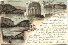 Kelheim - Gruss von der Befreiungshalle - Litho