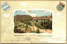 Erlangen - Schloss - Litho Prägekarte