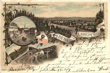 Gruss aus Alsheim bei Worms - Litho