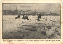 Der zugefrorene Rhein zwischen Rüdesheim und Bingen 1929