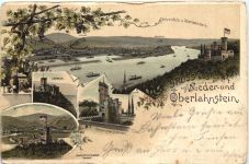 Gruss aus Niede und Oberlahnstein - Litho