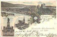 Gruss aus Bingen - Litho