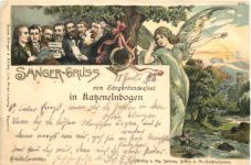 Sänger-Gruss vom Sängerbundesfest in Katzenelnbogen - Litho
