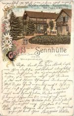 Gruss von der Sennhütte bei Pyrmont - Litho