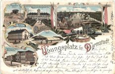 Gruss vom Übungsplatz bei Darmstadt - Litho