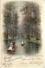 Gruss aus dem Spreewald - Litho - Halt gegen Licht
