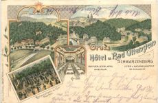 Schwarzenberg - Gruss aus Hotel und Bad Ottenstein - Litho