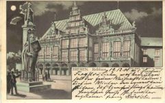 Bremen - Rathaus - Litho - Halt gegen Licht