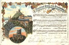 Trinkleid-Gruss vom Drachenfels - Litho