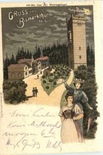 Gruss vom Bismarckturm bei Suhl - Litho