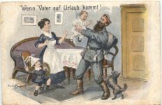 Künstler Ak Ad. Hoffmann - Wenn Vater auf Urlaub kommt - Feldpost