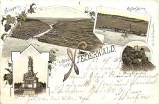 Bingen - Gruss vom Niederwald - Litho