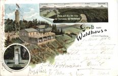Gruß vom Waldhaus auf dem Hasenberg - Litho