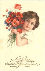 Geburtstag - Kind mit Blumen