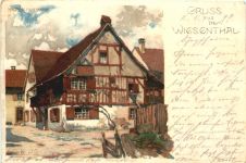 Gruss aus dem Wiesental - Hausen - Hebelhaus - Litho