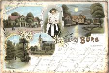 Burg - Gruss aus dem Spreewald - Litho