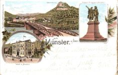 Gruss aus Bad Münster am Stein - Litho