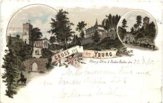 Gruss von der Yburg bei Baden-Baden - Litho