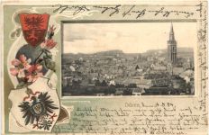 Düren - Litho - Prägekarte