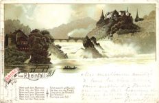 Schaffhausen - Gruss vom Rheinfall - Litho