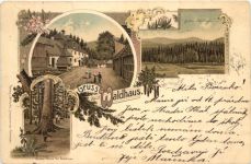 Gruss aus Waldhaus bei Zwiesel - Litho
