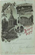 Detmold - Gruss vom Hermanns Denkmal - Litho