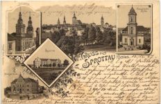 Gruss aus Sprottau in Schlesien - Litho