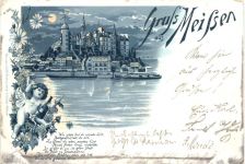 Gruss aus Meissen an der Elbe - Litho