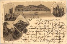 Gruss aus Königswinter am Rhein - Litho