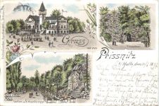 Gruss von der Peissnitz bei Halle - Litho
