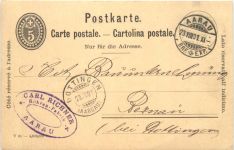 Ganzsache Schweiz 1901 Aarau