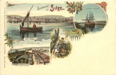 Egypt - Souvenir de Suez - Litho