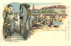 Nice - Blanchisseuses du Paillon - Litho