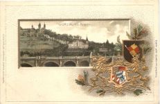 Würzburg - Litho - Prägekarte